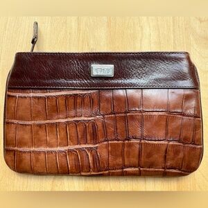 Brighton Croc Embossed Wallet Purse Brown Cognac  Clutch Vintage EUC Clean